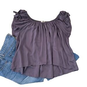 NWT Altar'd State Dark Grey Rayon Off the Shoulder Boho Top - SIZE LARGE